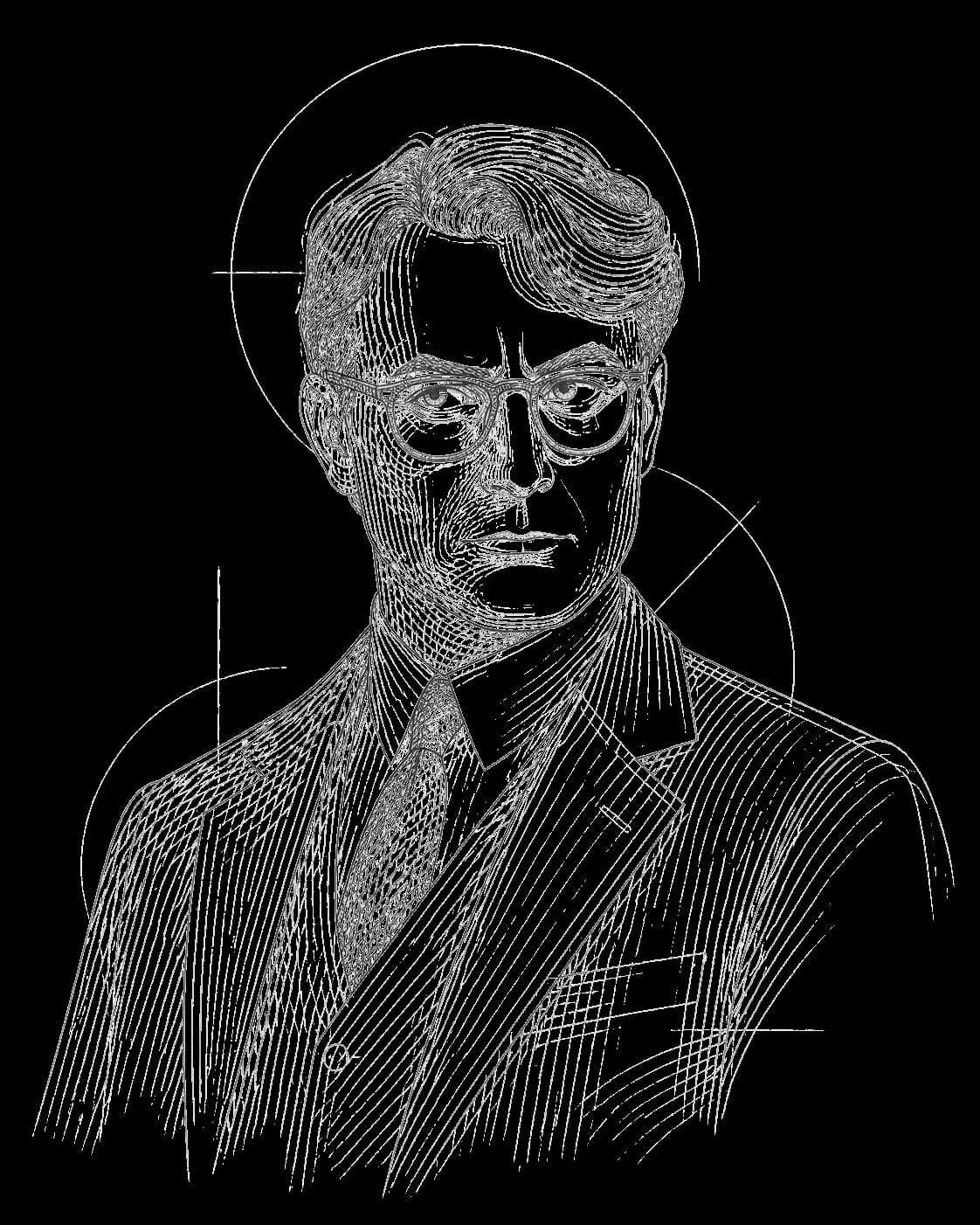 Abstract architectural line portrait of Atticus Finch