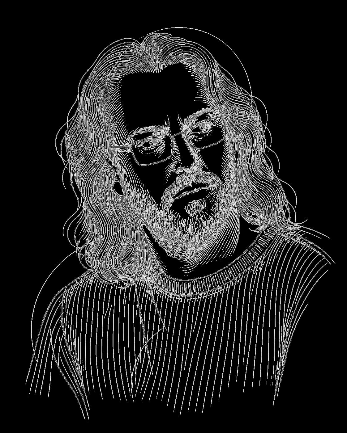 Abstract architectural line portrait of Bertram Gilfoyle