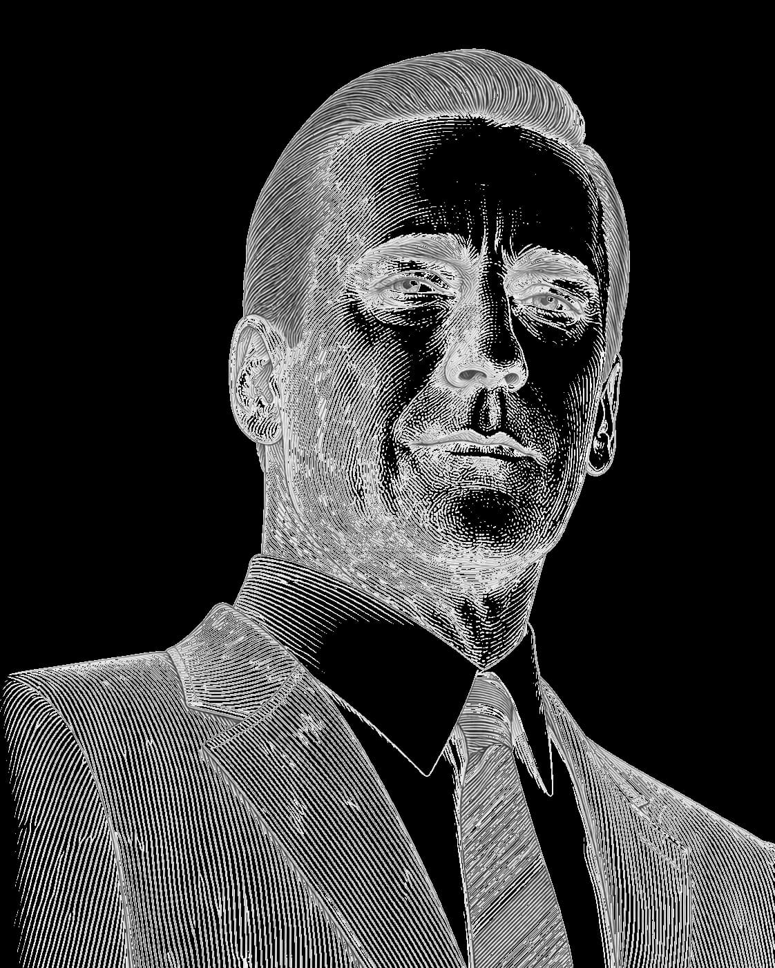 Abstract architectural line portrait of Don Draper