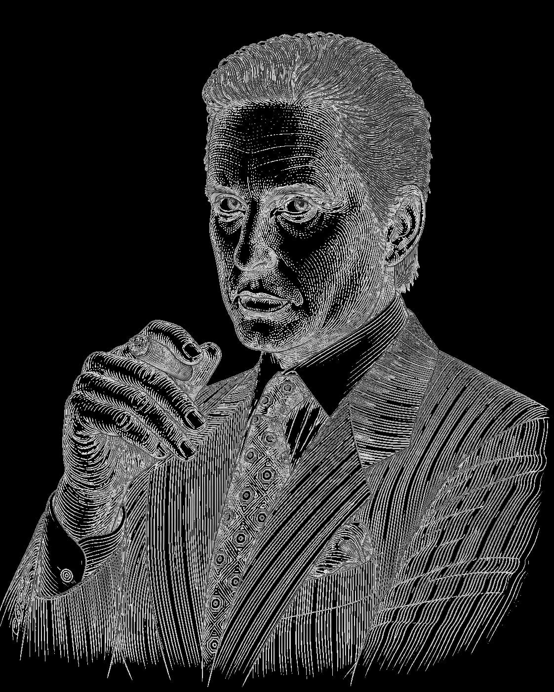 Abstract architectural line portrait of Gordon Gekko