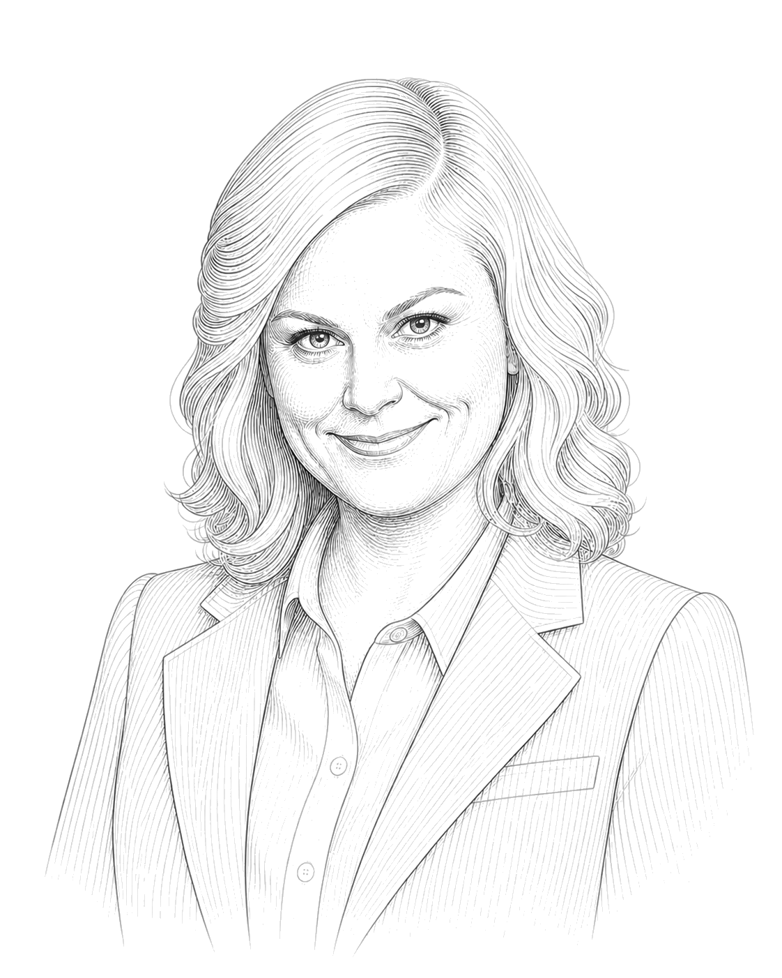 Abstract architectural line portrait of Leslie Knope